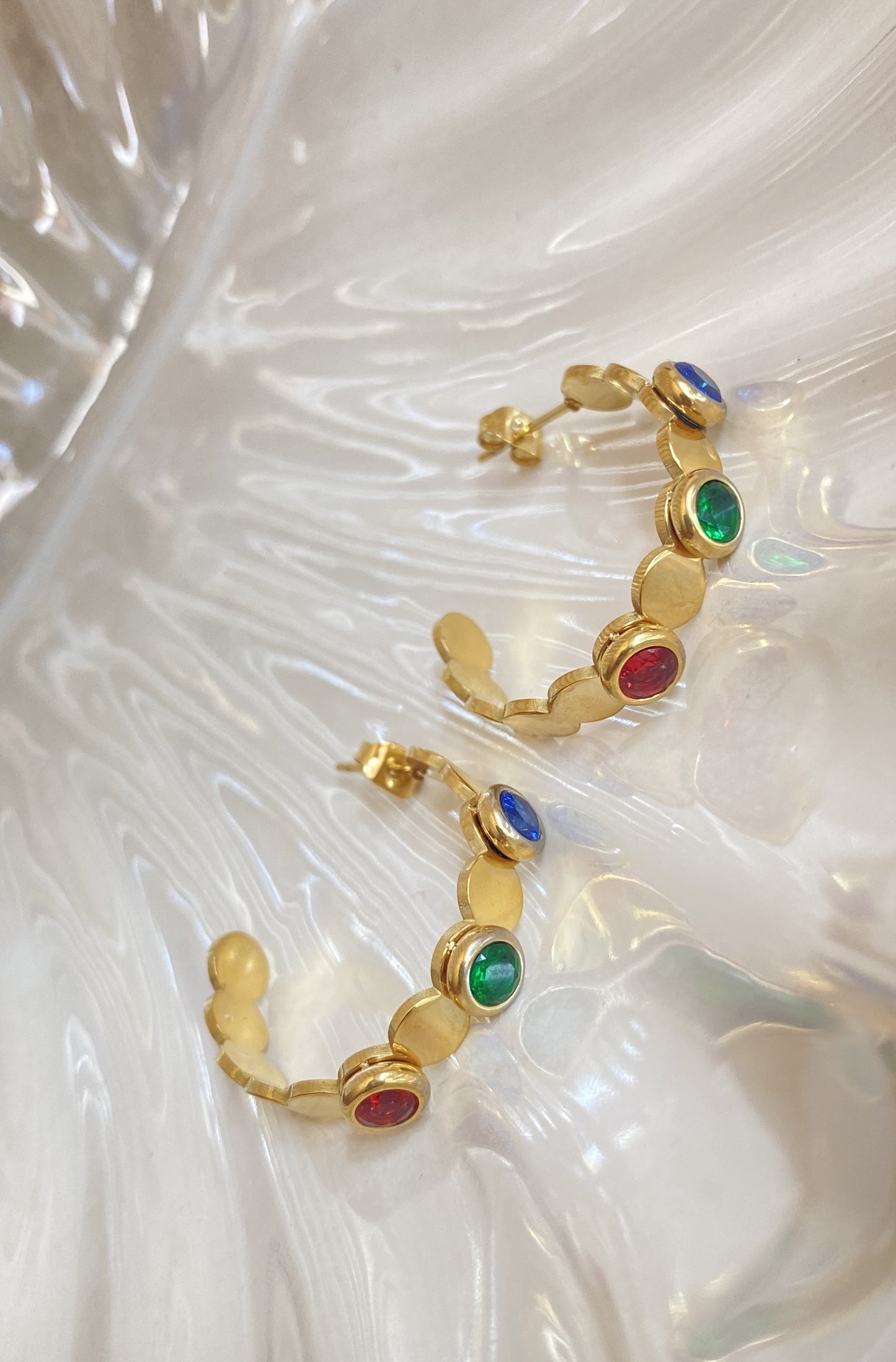 Multi Gemstone Hoop Earrings